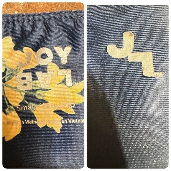 Joy Lab Navy and Yellow Floral Leggings Size Small - Picture 3 of 16